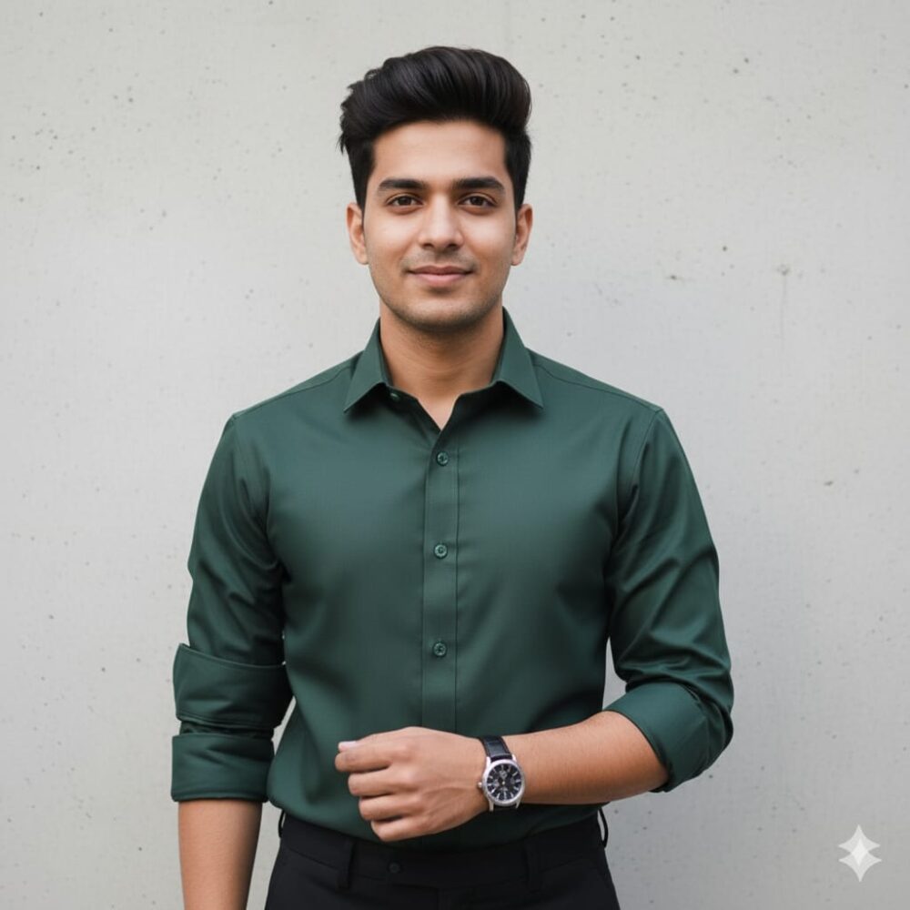 Men’s 100% Cotton Dark Green Slim Fit Casual Shirt – Stylish & Comfortable
