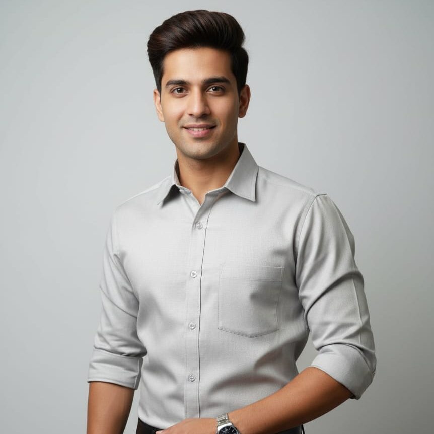 Men’s 100% Cotton Light Gray Fit Casual Shirt – Stylish & Comfortable